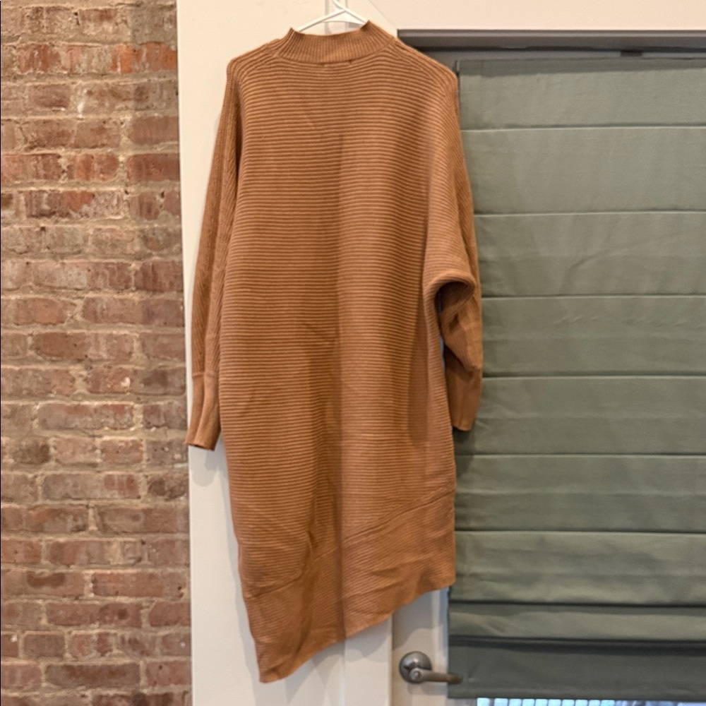 Dex Camel Ribbed Cowl-Neck Sweater Dress - Picture 3 of 4